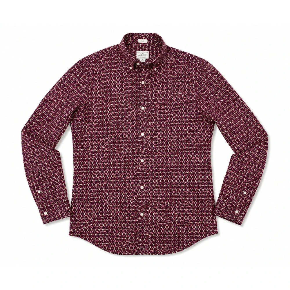 J.Crew Secret Wash Slim Stretch Organic Cotton Floral Shirt‎ M